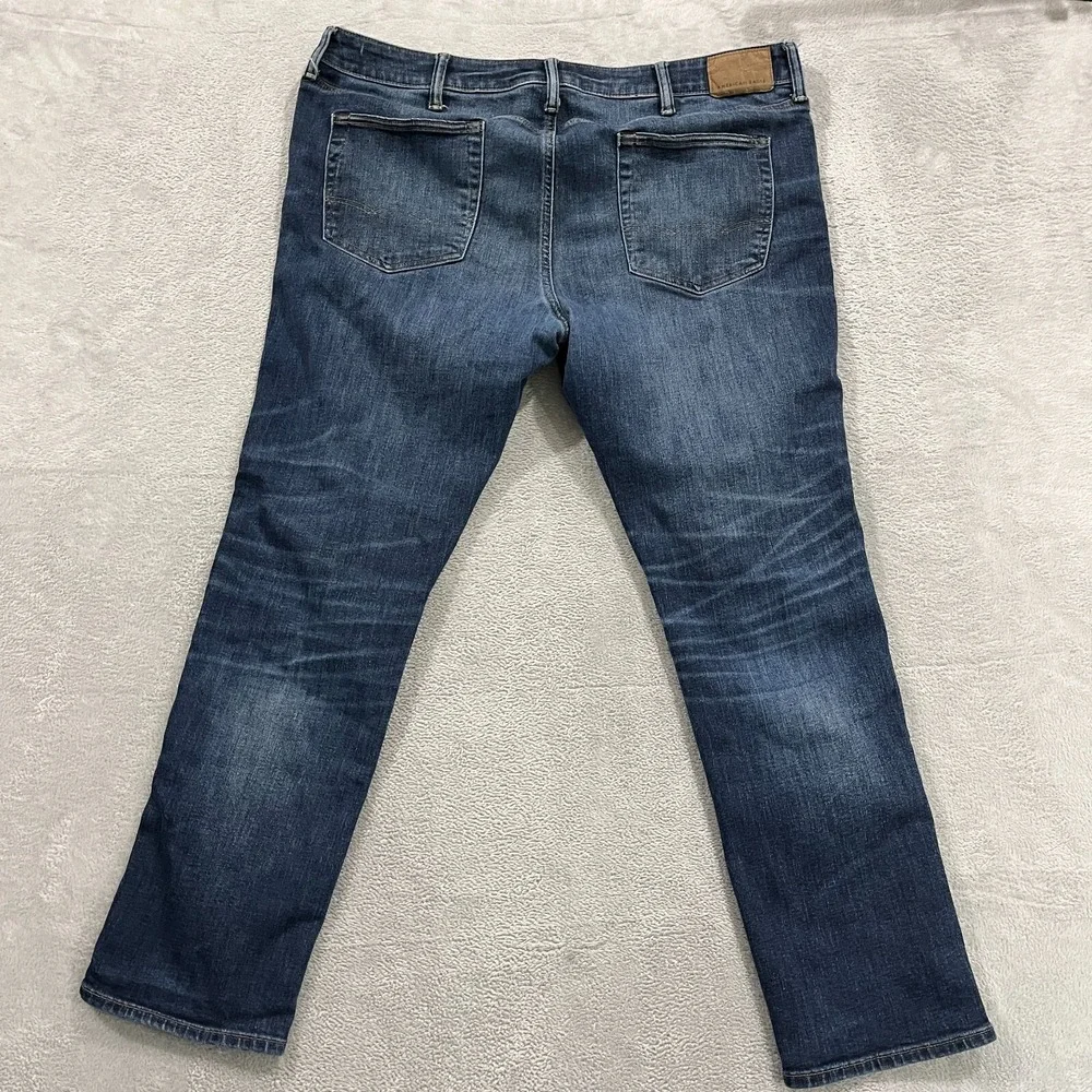 American Eagle Slim Jeans Men 40x30* AirFlex Temp Tech Blue‎ Denim Whiskered